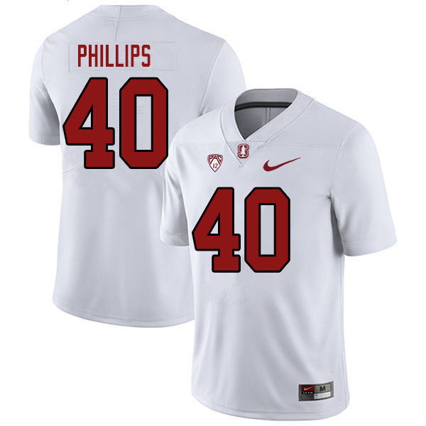 Men #40 Tobin Phillips Stanford Cardinal College Football Jerseys Sale-White - Click Image to Close